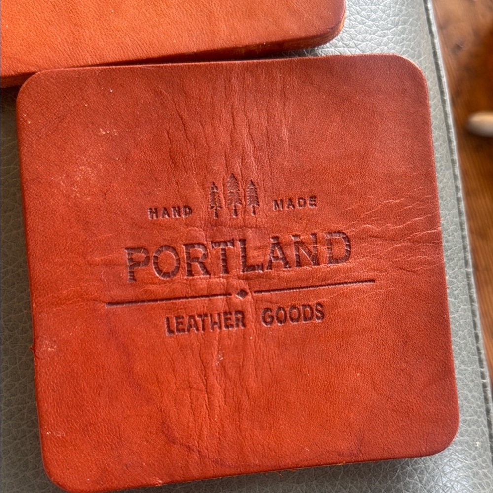 Portland Leather Rustic Coaster Set - Picture 4 of 8